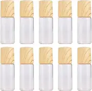 LALAFINA Amber Glass Roller Bottles 10pcs Clear Roll On Bottles Essential Oil Container with Wood Grain Lid Perfume Vials for Oil Aroma 3ML