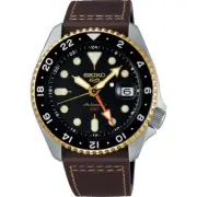 Seiko 5 Sports SSK036K1 Automatic GMT Leather Black Dial Watch