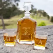Groomsmen Personalised Engraved Best Man Wedding Whiskey Decanter Scotch Glasses