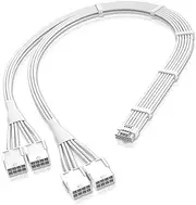 EZDIY-FAB GPU Power Sleeved Cable Extension, 16pin(12+4) 12VHPWR PCIe 5.0 Connector Male to 4X PCIE 8 PIN for RTX 3090Ti/RTX4090/RTX4080, with Pre-Installed Cable Combs-16AWG/All White