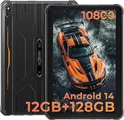 R8 Rugged Tablet Android 14, 10.1 inch HD+ Display 10800mAh Battery, Octa-Core 12GB RAM+128GB ROM+1TB Outdoor Tablet, 13MP+5MP Camera IP68/IP69K Waterproof, 4G Dual SIM/5G WiFi/BT5.1/GPS