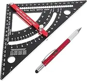 Aluminum Triangle Ruler Pen Set 7 Inch Carpenter Square Dual Measurement Systems for Woodworking Carpentry
