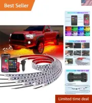 6Pcs RGB Underglow Neon Strip Lights with APP Control - Waterproof & Music Sync