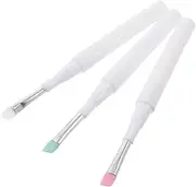 AUTSUPPL Dust Cap Silicone Eyeshadow Brush 3 Piece Set for Precision Application Lash Separation Travel Friendly