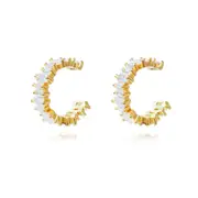 Culturesse Bria Zirconia 15mm Sterling Silver Cuff Earrings 18K Gold Plating
