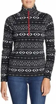 EDDIE BAUER Women's Black/White Quest Fleece 1/4 Zip Pullover Jacket SZ Small