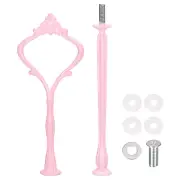 1 Set Cake Tray Stand Handle Plate Hardware Fitting, 2-Tiers Crown Pink
