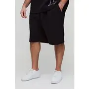 Mens Black Plus Oversized Dropped Crotch Scuba Shorts