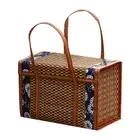 Picnic Woven Basket Wicker Storage Bag Handle Folded Fruit Shopping Food3223