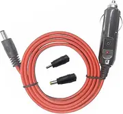 DC 5.5 x 2.1mm Connector Car Charger Power Supply Cord 4ft - 12v 24v Cigarette Lighter Male Plug with LED Light 16AWG Wire 15A Fuse for Portable DVD Player, Car, Camera
