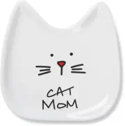 Blobby Cat, Cat Spoon Rest " Cat Mom", 5", White