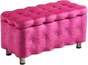 Ottomans Storage Stool,Clothing Store Rectangular Ice Fleece Sofa Shoe Changing Multifunctional Bed end Cabinet Locker Dressing Room (Colour:Lake Blue, Size: 40x40x40cm/15.7x15.7x15.7in) (Pink 60X40X
