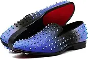 [Enzo Romeo] USOP Men's Fashion Spike Gradient Dress Loafers Slip On Shoes Classic Tuxedo Dress Shoes