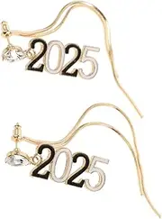 [Gogogmee] Unique Number Pattern Tassel Earrings Fashion Accessory for Women Gold Statement Earrings