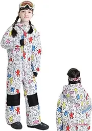 [Generic] Boy Girl Snowsuit - Breathable Piece Ski Suits Pattern | Loose Ski Jumpsuits Coveralls Flexible Winter Snowboard Jacket