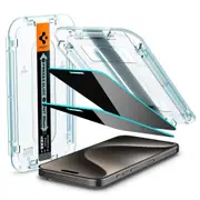 SPIGEN iPhone 15 Pro Max Screen Protector, 6.7 2023 Genuine EZ Fit Privacy Tempered Glass 2PCS for Apple