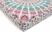 Popular Handicrafts Indian Hippie Mandala Floor Pillow Cover Square Ottoman Pouf Cover Daybed Oversized Cotton Cushion Cover with Heavy Duty Zipper Seating Ottoman Poufs Dog-Pets Bed 35 Multi