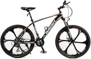 Mountain Bike Unisex Hardtail Mountain Bike 24/27/30 Speeds 26Inch 6-Spoke Wheels Aluminum Frame Bicycle with Disc Brakes and Suspension Fork,Orange,3