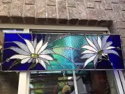 Stained Glass Window Daisy Flower Transom Suncatcher Summer Panel OOAK