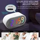 RGB LED Color Screen Mirror Alarm Clock 12/24H Switch 2 Sets Of Alarms White