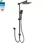 KYLINS Black 2in1 Set 8" Square Shower Head Handheld Adjustable Rail Elbow