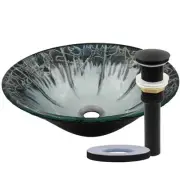 Miseno MVS-NOHP-G19012 Credere 17-1/4" Circular Glass Vessel - Black / Matte