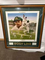 Personally Signed Don Bradman and Harold Larwood Brian Clinton Ltd Edition Print