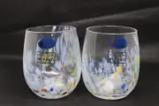 Murano White Crystal Confetti Stemless Wine Glasses Hand Blown Italy New Set/2