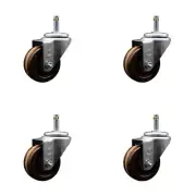 3 Inch High Temp Phenolic Wheel Swivel 7/16 Inch Grip Ring Stem Caster Set SCC