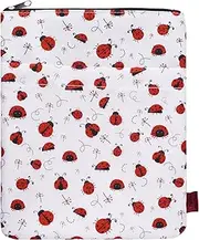 Book Sleeve Ladybug Book Protector, Book Covers for Paperbacks, Washable Fabric, Book Sleeves with Zipper, Medium 11 Inch X 8.7 Inch Book Lover Gifts