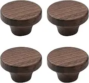 Pastlla 4Pcs Wood Drawer Knobs Wood Kitchen Round Knobs Cabinets Furniture Pull for Dresser Wardrobe Cupboard Drawer Knobs Pulls Handles (Black Walnut, 1.6" Single Hole Knob)