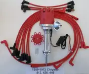 small cap Chrysler 1959-1972 413 426 440 HEI Distributor + RED Spark Plug Wires
