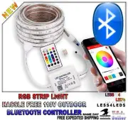 110V - 120V 33' ft LED Strip Light RGB+W Outdoor Holiday Bluetooth Controller