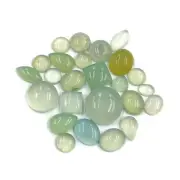 Natural Aqua Chalcedony Mix Cabochon Loose Gemstone Lot 25 Pcs 4-15 MM 50 CT