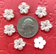 100pcs x 1/2" Plastic Faux Pearl Flower Flatback Beads for Cards/Wedding SB508