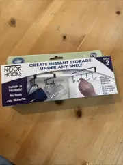 2-Pack NOOK HOOKS Under Cabinet Shelf Hooks Holds Mugs, Utensils, Coffee Cup