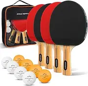 PRO-SPIN Ping Pong Paddles - High-Performance Sets with Premium Table Tennis Rackets, 3-Star Ping Pong Balls, Compact Storage Case | Ping Pong Paddle Set of 2 or 4 for Indoor & Outdoor Games