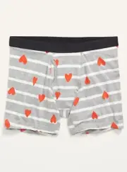 Old Navy Men’s Soft-Washed Built-In Flex Boxer Briefs Hearts 6” Inseam Size M