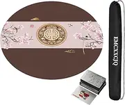 Mahjong Mat Circle Chinese Mahjong Table Mat Thickened Mute, Anti Slip,with Storage Bag for Poker Card Games(Brown,60cm)