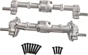 Front and Rear Portal Axles Assembly with Screws for 1:12 Scale RC Vehicles, Silver