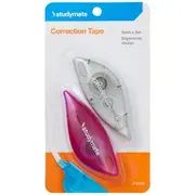 Studymate Correction Tape 5mm x 6m White/Pink 2 Pack
