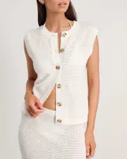 [Jag] Jag Women's Brita Knit Vest In White Size 12 12 White