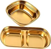 CONGARTENO Multi-use Stainless Steel Sauce Plate Set of 2 Dipping Dish Chip Dip Serving Tray Easy to Clean for Family Gatherings