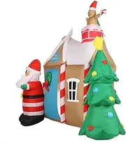 Christmas Inflatable Decoration, Snowman Inflatable Gingerbread House with LED Lights, Inflatable Santa House and Tree for Christmas, Party, Indoor, Outdoor, Yard, 180 X 195cm (AU Plug)