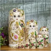Matryoshka Russian Nesting Dolls 10 Pcs Traditional Matryoshka Style Babushka Wooden Collectible Dolls Gift Set Hand Made 7.9 Inches The Perfect Blessing Gift