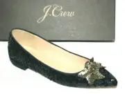 J.CREW SEQUIN FLATS WITH STARS SIZE 8M NAVY H1903 Shoes