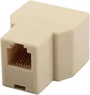 uxcell® Home RJ12 6P6C 1 Female to 2 Female Port Telephone Wire Cable Connector Splitter Beige