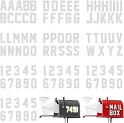 100 Piece Reflective Mailbox Number Stickers, Self Adhesive Reflective Capital Letter Sticker, Number Decals Vinyl Mailbox Decals for Bin, Window, Door(4 Inch,White)