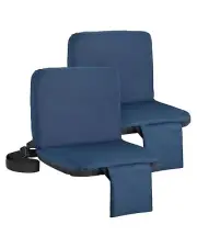 Portable Folding Stadium Seats with Back Support Cushion 2-Pack Blue