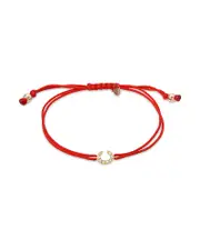 Zoe Lev 14K Yellow Gold Fortune Diamond Initial Red Cord Bolo Bracelet